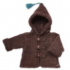 Baby hoody coat, brown color, made from wool and alpaca