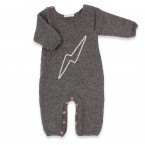 Grey baby playsuit made from aplaca wool