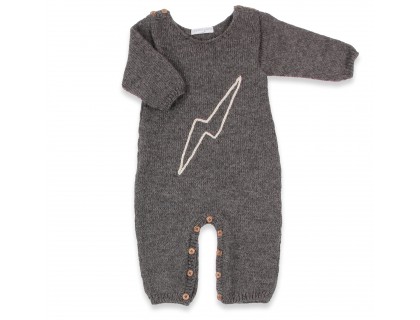 Combinaison grise b&eacute;b&eacute; en 100% laine d'alpaga 