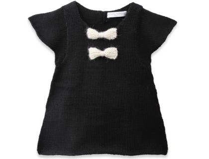 black and white baby girl dress made from alpaca wool