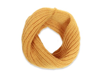 Yellow snood scarf for kids made from wool and alpaca