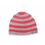Bonnet ray&eacute; marin b&eacute;b&eacute; fille rose et gris en 100% laine d'alpaga 