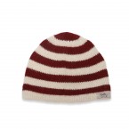 Bonnet b&eacute;b&eacute; ray&eacute; marin bordeaux et &eacute;cru en 100% laine d'alpaga 