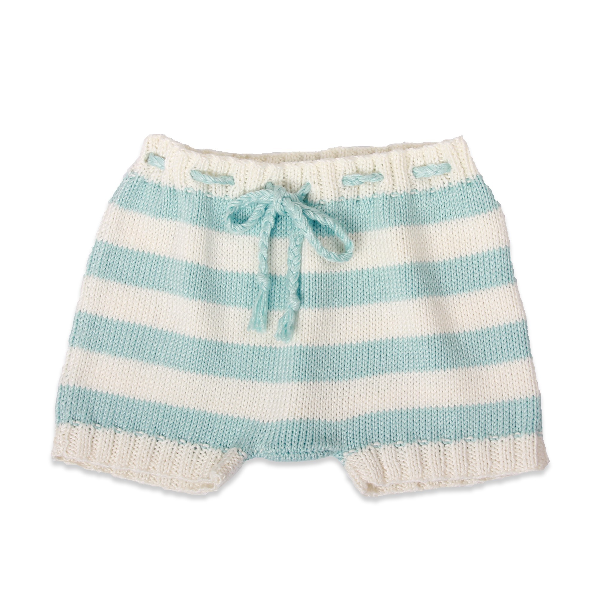 Pair of baby' shorts. Knitted from bamboo & cotton by our grannies.