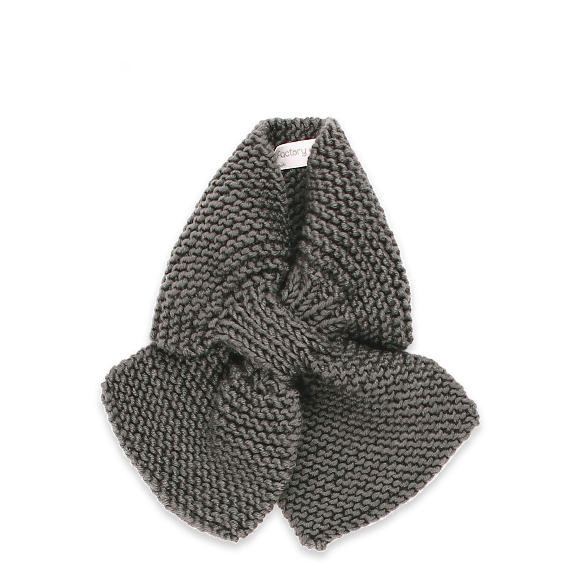 Knitted baby scarf made from wool. Safer for a baby than a long scarf.