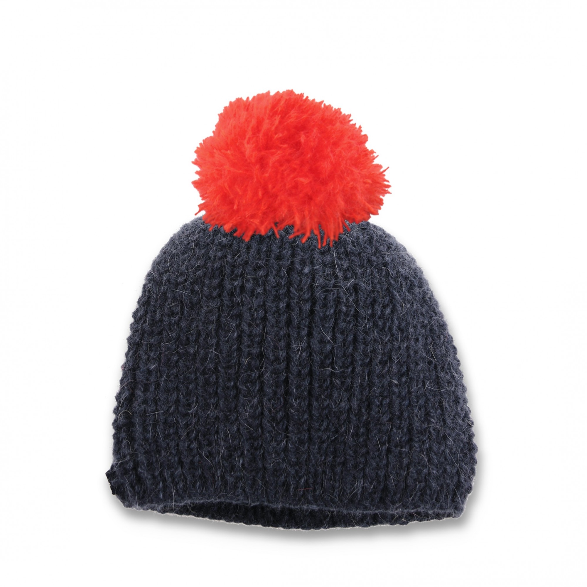 Bonnet Fernand bébé bleu marine pompon rouge