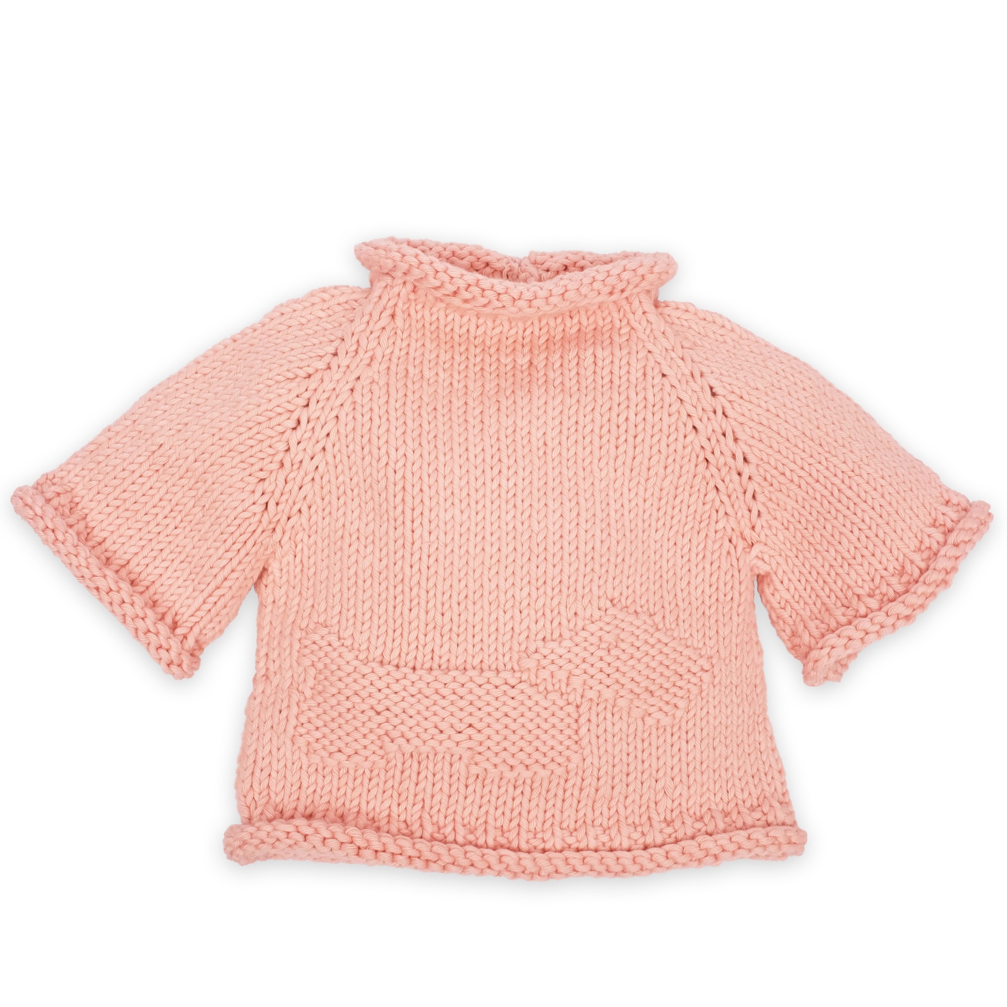Mamy Factory sweater: dragee pink baby sweater Germain knitted in ...