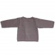 Dark grey baby cardigan knitted in stockinette stitch made from cotton and cashmere yarns -back