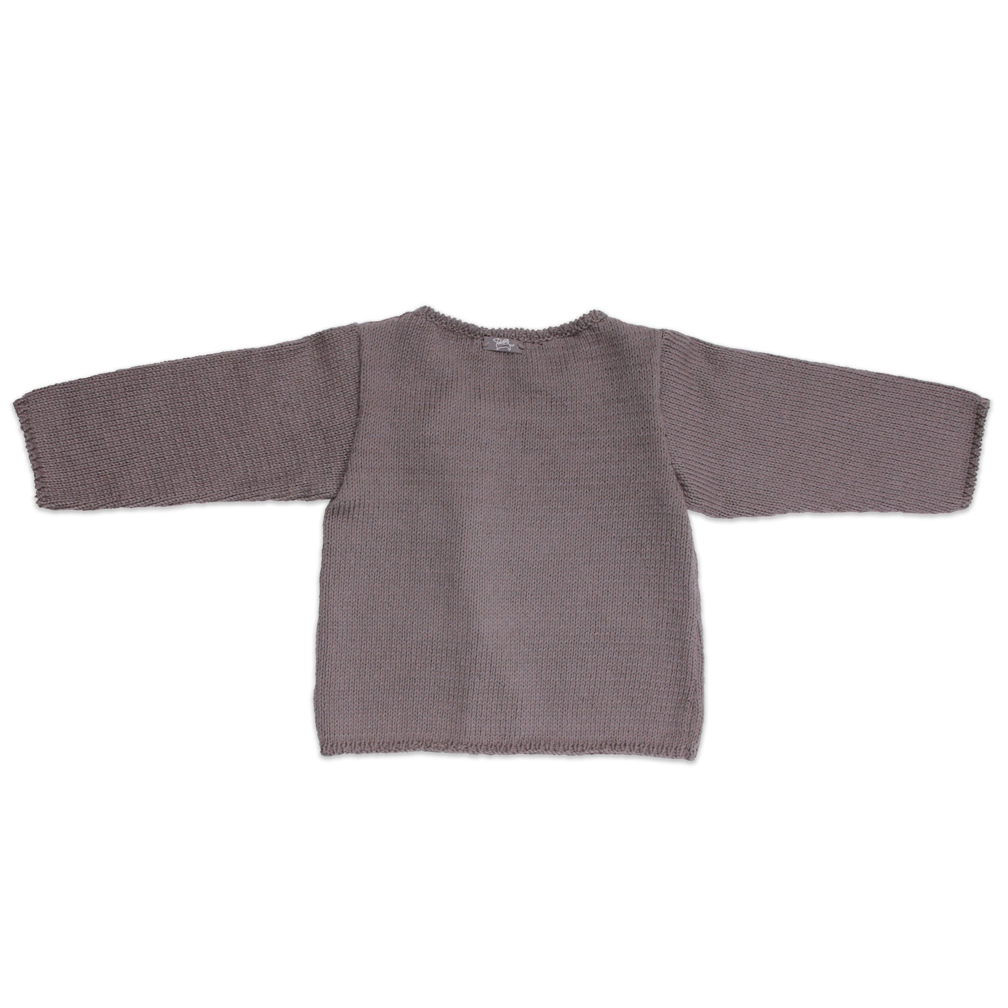 Dark grey cardigan for baby & kid. Knitted from cotton & cashmere.