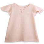 Baby Dress with short and butterfly shaped sleeves made from 100% alpaca pink