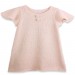 Baby Dress with short and butterfly shaped sleeves and cap made from 100% alpaca pink