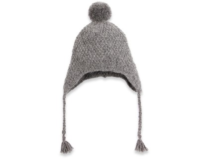 Baby peruvian cap knitted in moss stitch made from wool and alpaca - Grey