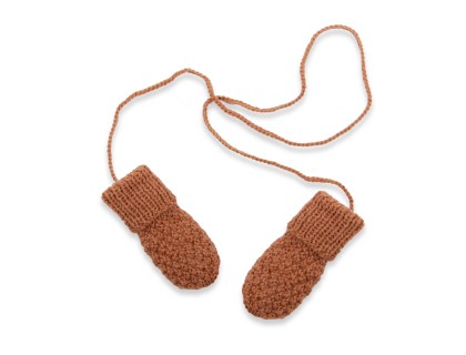 Gants / moufles b&eacute;b&eacute; camel en laine et alpaga tricot&eacute; au point de bl&eacute;