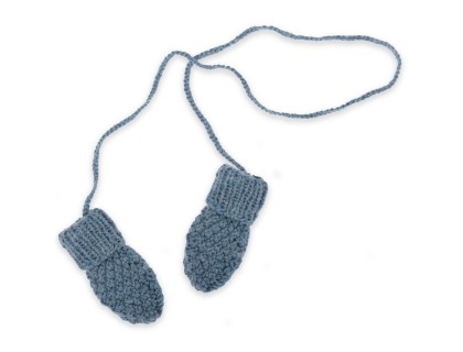 Baby mittens / gloves knitted in moss stitch made from wool and alpaca - Petrol blue