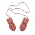 Gants / moufles b&eacute;b&eacute; vieux rose en laine et alpaga tricot&eacute; au point de bl&eacute;