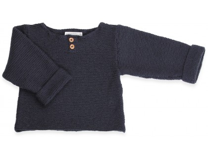 Pull b&eacute;b&eacute; point mousse coton et cachemire bleu marine