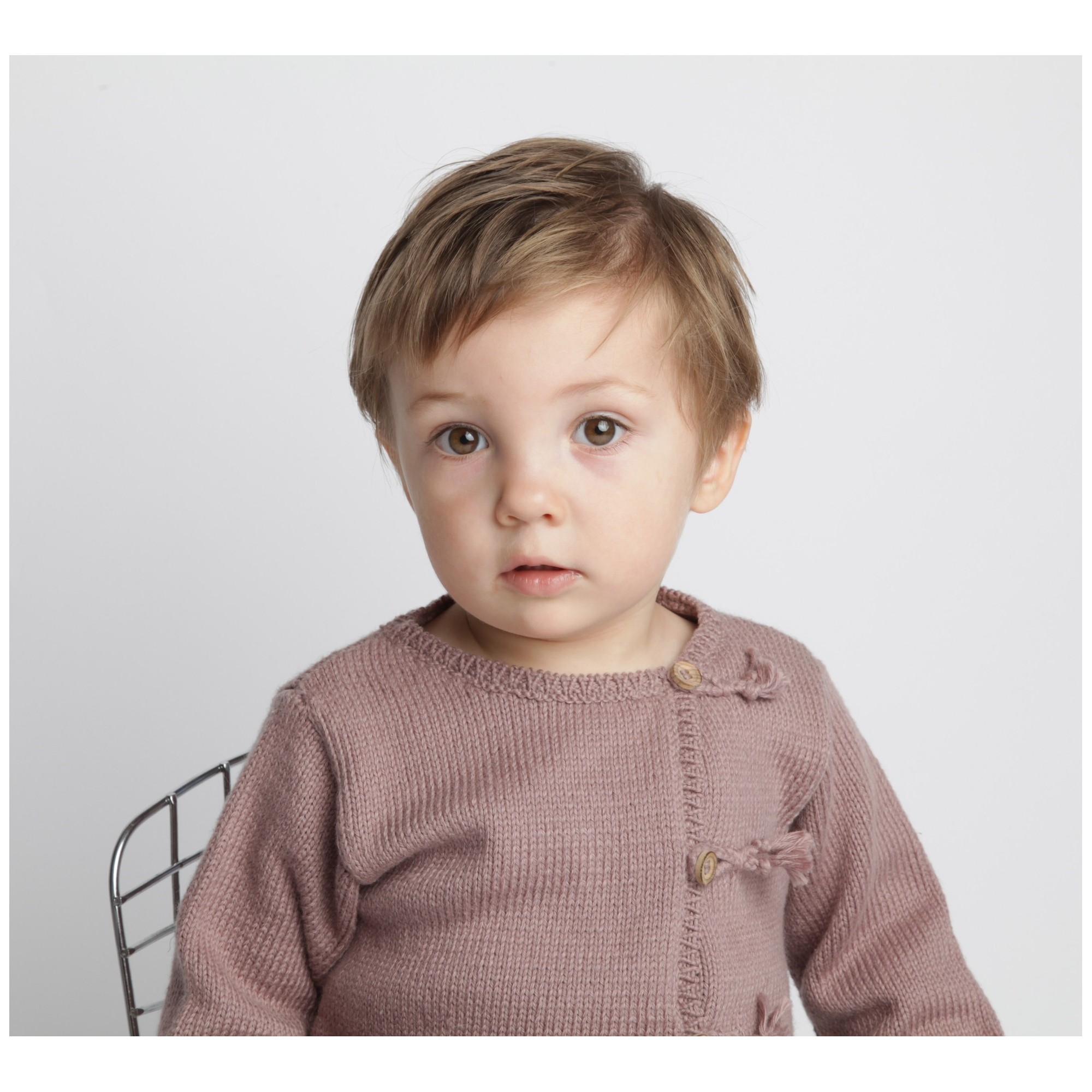 Blue cardigan for babies knitted by our grannies. Cotton & cashmere.