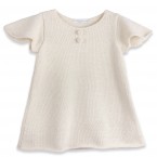 Robe b&eacute;b&eacute; manches courtes papillon en laine d'alpaga &eacute;cru 