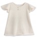 Baby Dress with short and butterfly shaped sleeves and ballerinas slippers made from 100% alpaca natural white