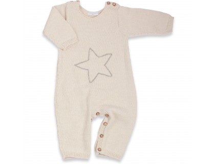 Natural white baby playsuit made from 100% alpaca yarn