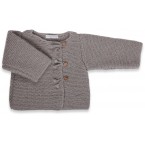 Gilet b&eacute;b&eacute; laine et mohair avec boutons bois, gris