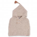 Cape b&eacute;b&eacute; beige &eacute;cru, au point mousse, en laine et alpaga