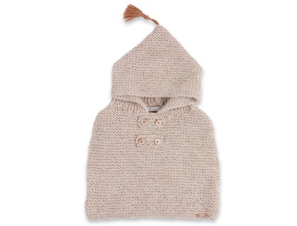 Cape b&eacute;b&eacute; beige &eacute;cru, au point mousse, en laine et alpaga