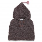 Cape b&eacute;b&eacute; marron et mauve, au point mousse, en laine et alpaga