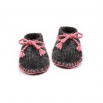 Chaussons bébé laine et alpaga gris et rose type desert boots
