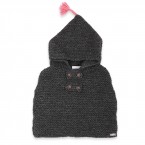 Dark grey baby cape knitted in garter stitch made from wool and alpaca