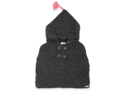 Cape b&eacute;b&eacute; gris fonc&eacute;, au point mousse, en laine et alpaga