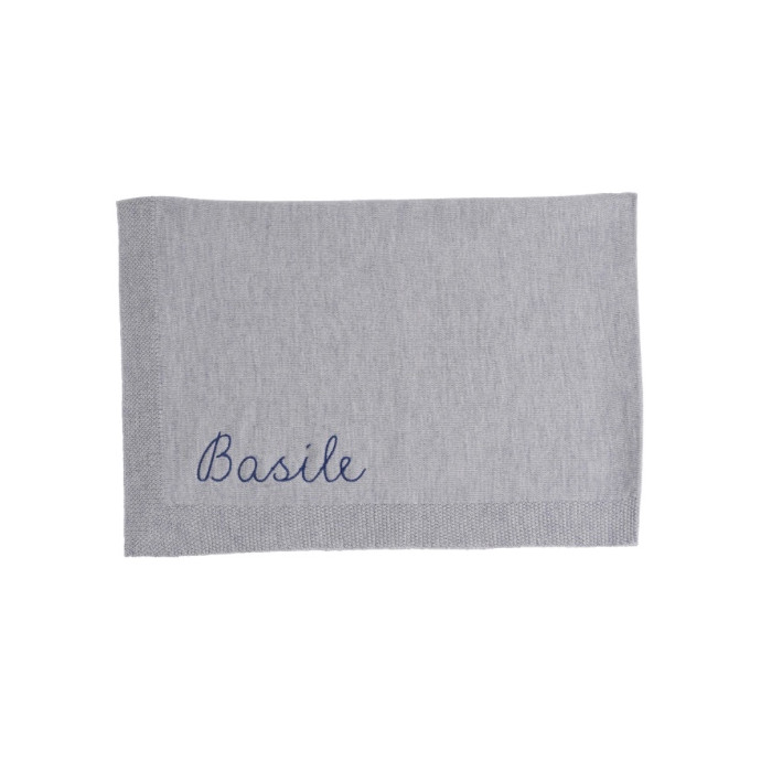 Couverture bébé personnalisable grise broderie prénom idée cadeau naissance