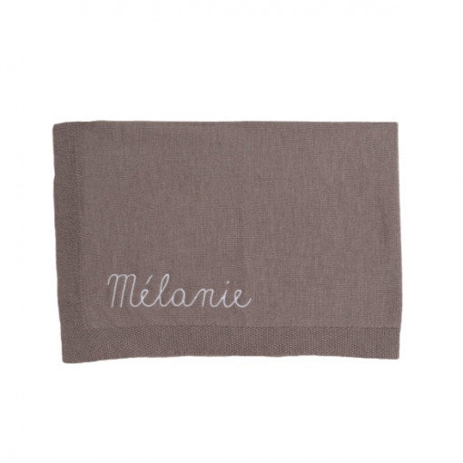 couverture bébé personnalisable coloris châtaigne cadeau de naissance broderie