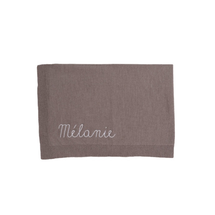 couverture bébé personnalisable coloris châtaigne cadeau de naissance broderie