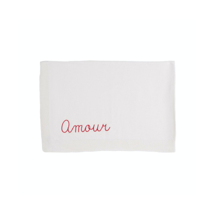 Couverture bébé personnalisable ecru 100% alpaga cadeau de naissance