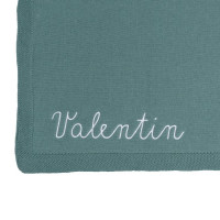 Couverture bébé personnalisable vert sapin 100% alpaga cadeau de naissance