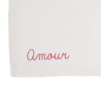 Couverture bébé personnalisable ecru 100% alpaga cadeau de naissance