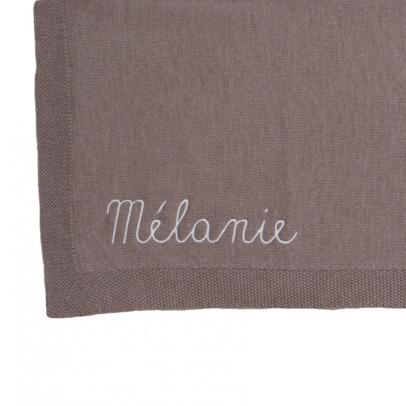 couverture bébé personnalisable coloris châtaigne cadeau de naissance broderie