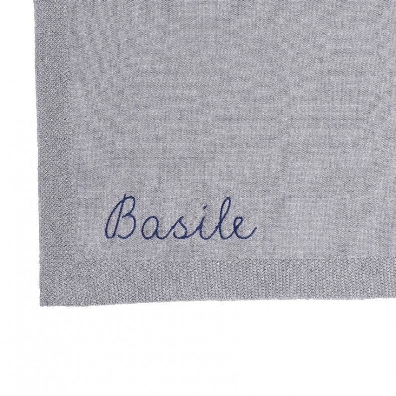 Couverture bébé personnalisable grise broderie prénom idée cadeau naissance