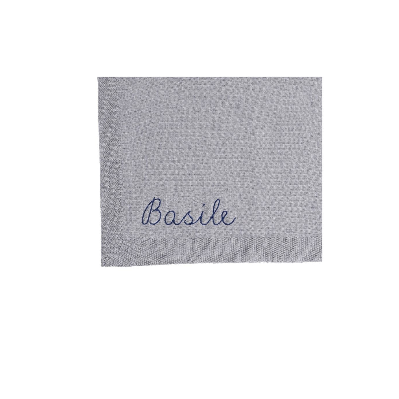 Couverture Bebe Personnalisable En Merinos Gris Avec Prenom Brode