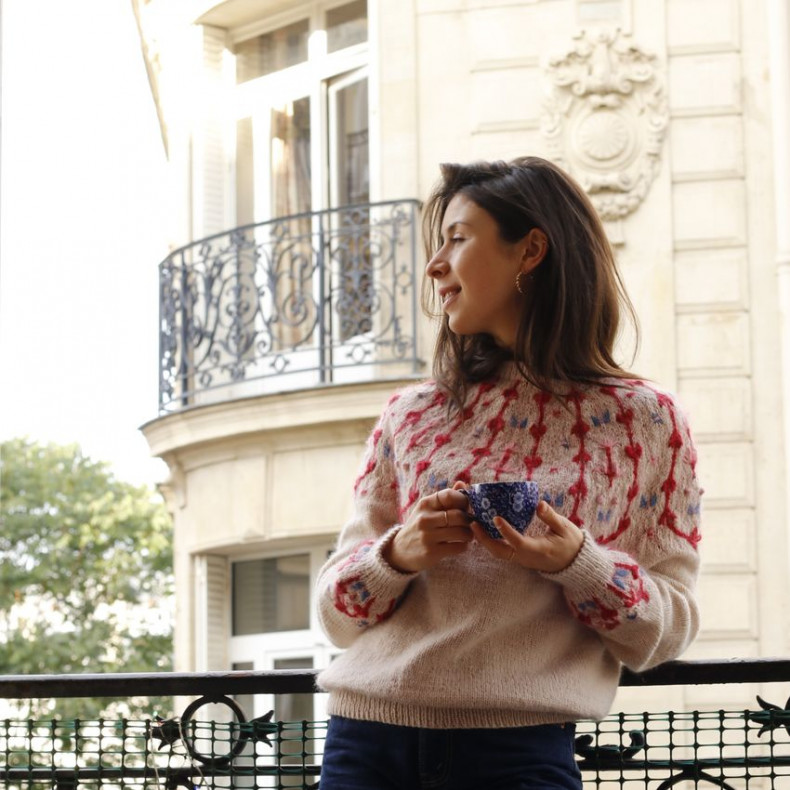 French and Japanese PDF Pattern - Bucolique Sweater for women