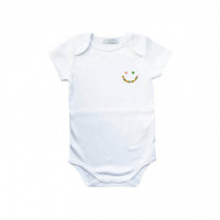 Body brodé smiley à  fleurs - coton bio