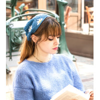 French knitting pattern of  bandana hat Flore