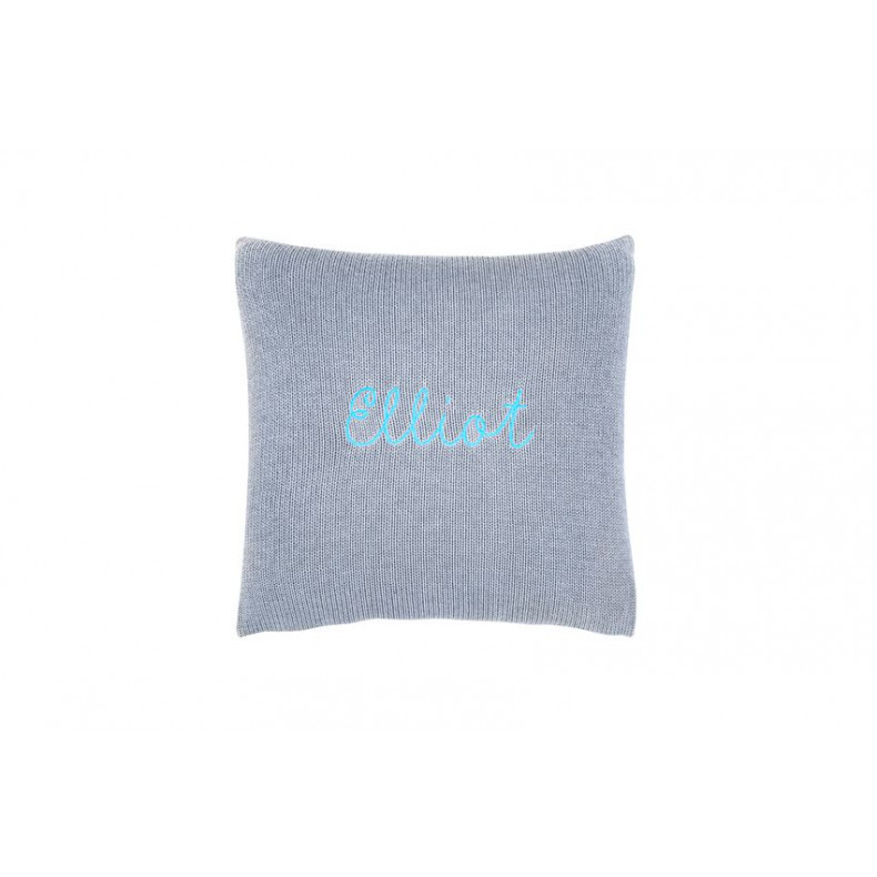 Customizable cushion grey with pink embroidery 100% alpaca