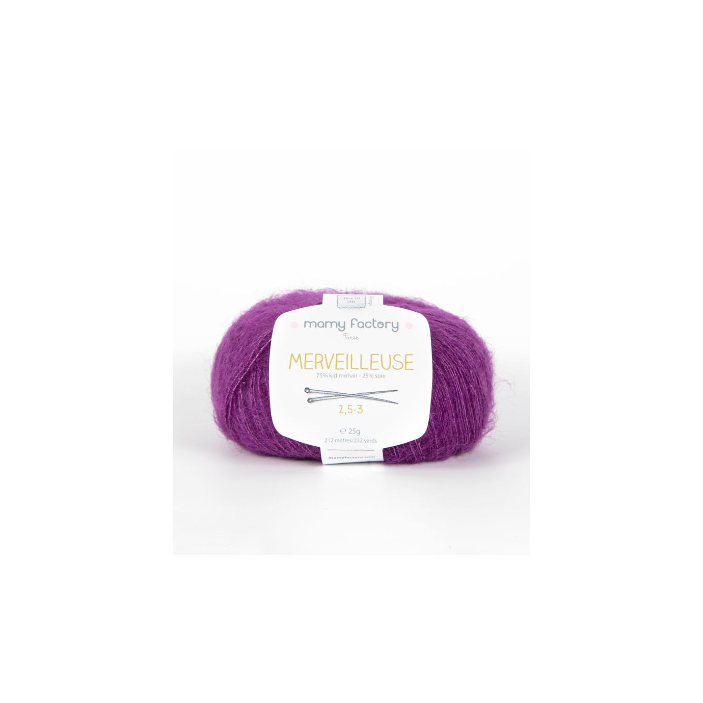 Laine mohair soie. colori mauve Aiguilles: 2,5mm.