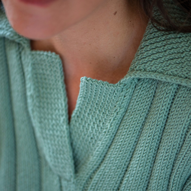 Modèle tricot PDF - Pull Polo Noemie