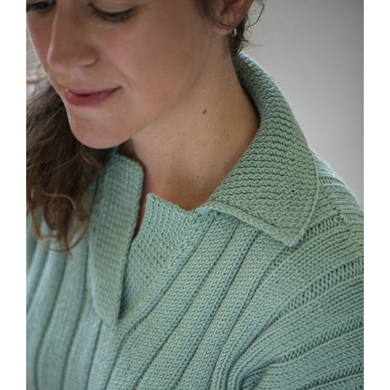 Modèle tricot PDF - Pull Polo Noemie