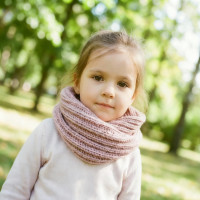 Light purple snood scarf for kids made from wool and alpaca