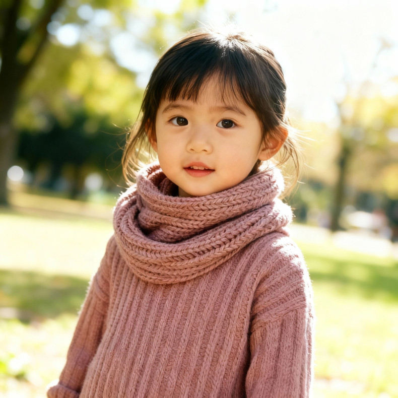 Light purple snood scarf for kids made from wool and alpaca