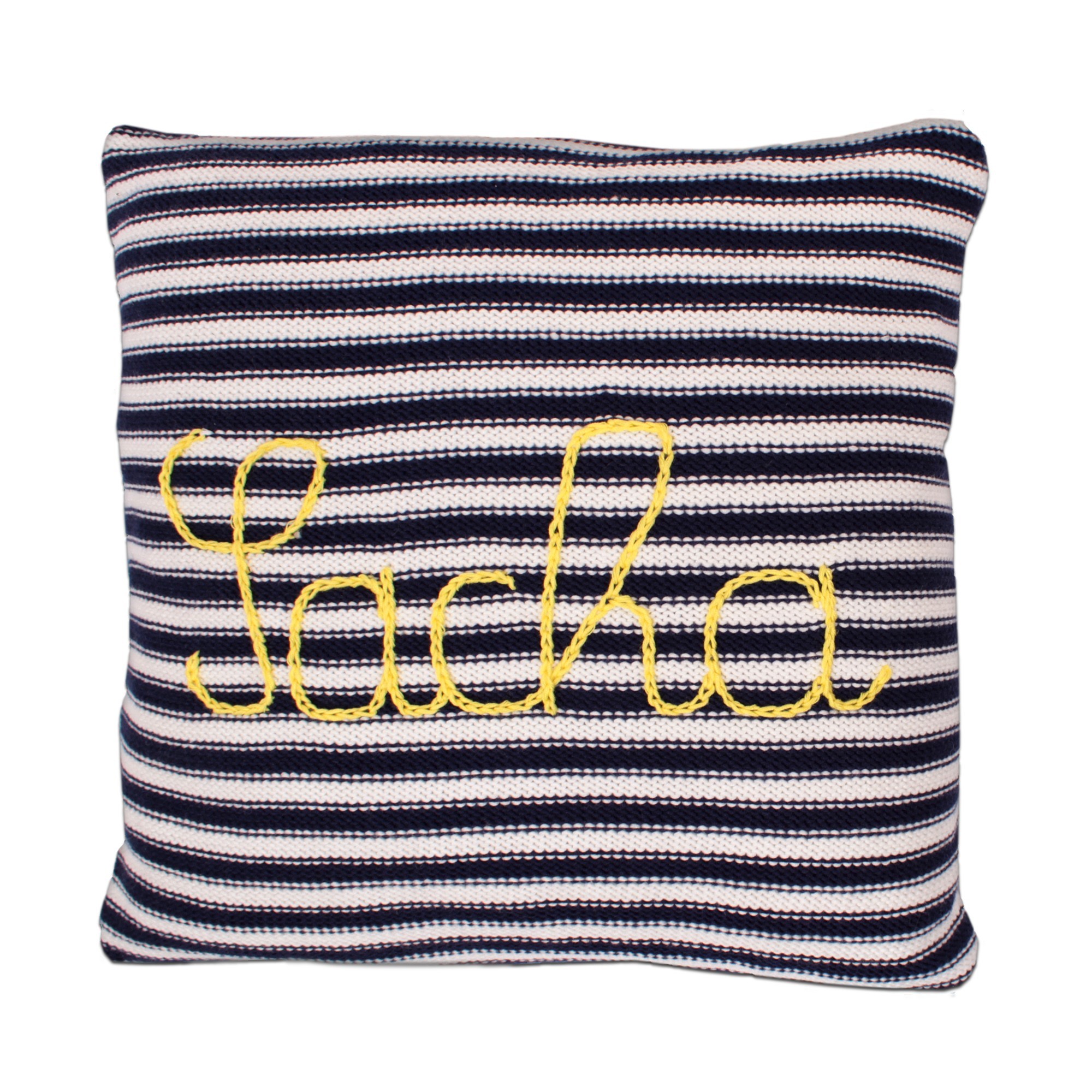 coussin sacha personnalisable ecru rayé marine cadeau de naissance personnalisé